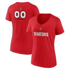 Ottawa Senators - Women's Personalized Name & Number Midfielder V-Neck T-Shirt Red