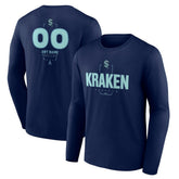 Seattle Kraken Personalized Name & Number Midfielder Long Sleeve T-Shirt Deep Sea Blue