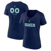 Seattle Kraken Women's Personalized Name & Number Midfielder V-Neck T-Shirt Deep Sea Blue