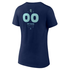 Seattle Kraken Women's Personalized Name & Number Midfielder V-Neck T-Shirt Deep Sea Blue