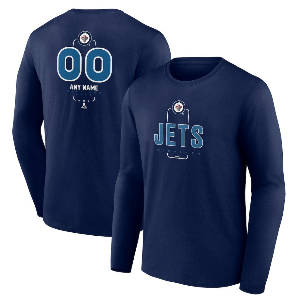 Winnipeg Jets - Personalized Name & Number Midfielder Long Sleeve T-Shirt Navy