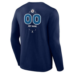 Winnipeg Jets - Personalized Name & Number Midfielder Long Sleeve T-Shirt Navy