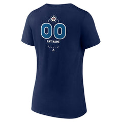 Winnipeg Jets - Women's Personalized Name & Number Midfielder V-Neck T-Shirt Navy