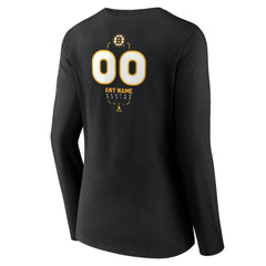 Boston Bruins Women's Personalized Name & Number Midfielder Long Sleeve V-Neck T-Shirt Black