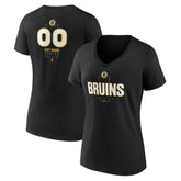 Boston Bruins Women's Personalized Name & Number Midfielder V-Neck T-Shirt Black