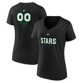 Dallas Stars - Women's Personalized Name & Number Midfielder V-Neck T-Shirt Black