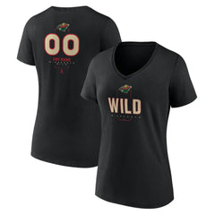 Minnesota Wild - Women's Personalized Name & Number Midfielder V-Neck T-Shirt Black