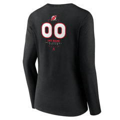 New Jersey Devils - Women's Personalized Name & Number Midfielder Long Sleeve V-Neck T-Shirt Black