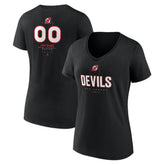 New Jersey Devils - Women's Personalized Name & Number Midfielder V-Neck T-Shirt Black