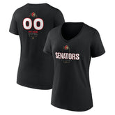 Ottawa Senators - Women's Personalized Name & Number Midfielder V-Neck T-Shirt Black