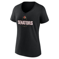 Ottawa Senators - Women's Personalized Name & Number Midfielder V-Neck T-Shirt Black
