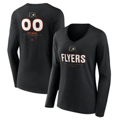 Philadelphia Flyers - Women's Personalized Name & Number Midfielder Long Sleeve V-Neck T-Shirt Black