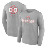 Detroit Red Wings - Personalized Name & Number Midfielder Long Sleeve T-Shirt Gray