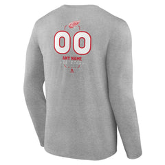 Detroit Red Wings - Personalized Name & Number Midfielder Long Sleeve T-Shirt Gray