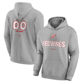 Detroit Red Wings - Personalized Name & Number Midfielder Pullover Hoodie Gray