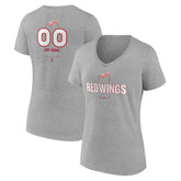 Detroit Red Wings - Women's Personalized Name & Number Midfielder V-Neck T-Shirt Gray