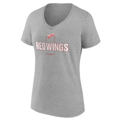 Detroit Red Wings - Women's Personalized Name & Number Midfielder V-Neck T-Shirt Gray