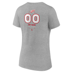 Detroit Red Wings - Women's Personalized Name & Number Midfielder V-Neck T-Shirt Gray