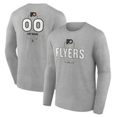 Philadelphia Flyers - Personalized Name & Number Midfielder Long Sleeve T-Shirt Gray