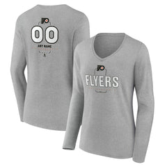Philadelphia Flyers - Women's Personalized Name & Number Midfielder Long Sleeve V-Neck T-Shirt Gray