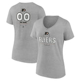 Philadelphia Flyers - Women's Personalized Name & Number Midfielder V-Neck T-Shirt Gray