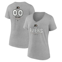 Philadelphia Flyers - Women's Personalized Name & Number Midfielder V-Neck T-Shirt Gray