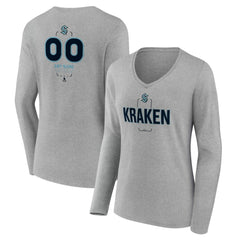 Seattle Kraken Women's Personalized Name & Number Midfielder Long Sleeve V-Neck T-Shirt Gray