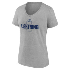 Tampa Bay Lightning - Women's Personalized Name & Number Midfielder V-Neck T-Shirt Gray
