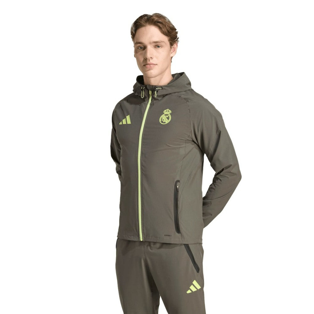 Adidas Real Madrid 2025/26 Tiro Vis Tech Travel Jacket - Olive