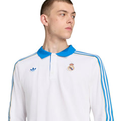 Adidas Real Madrid Terrace Icons Long Sleeve Polo - White