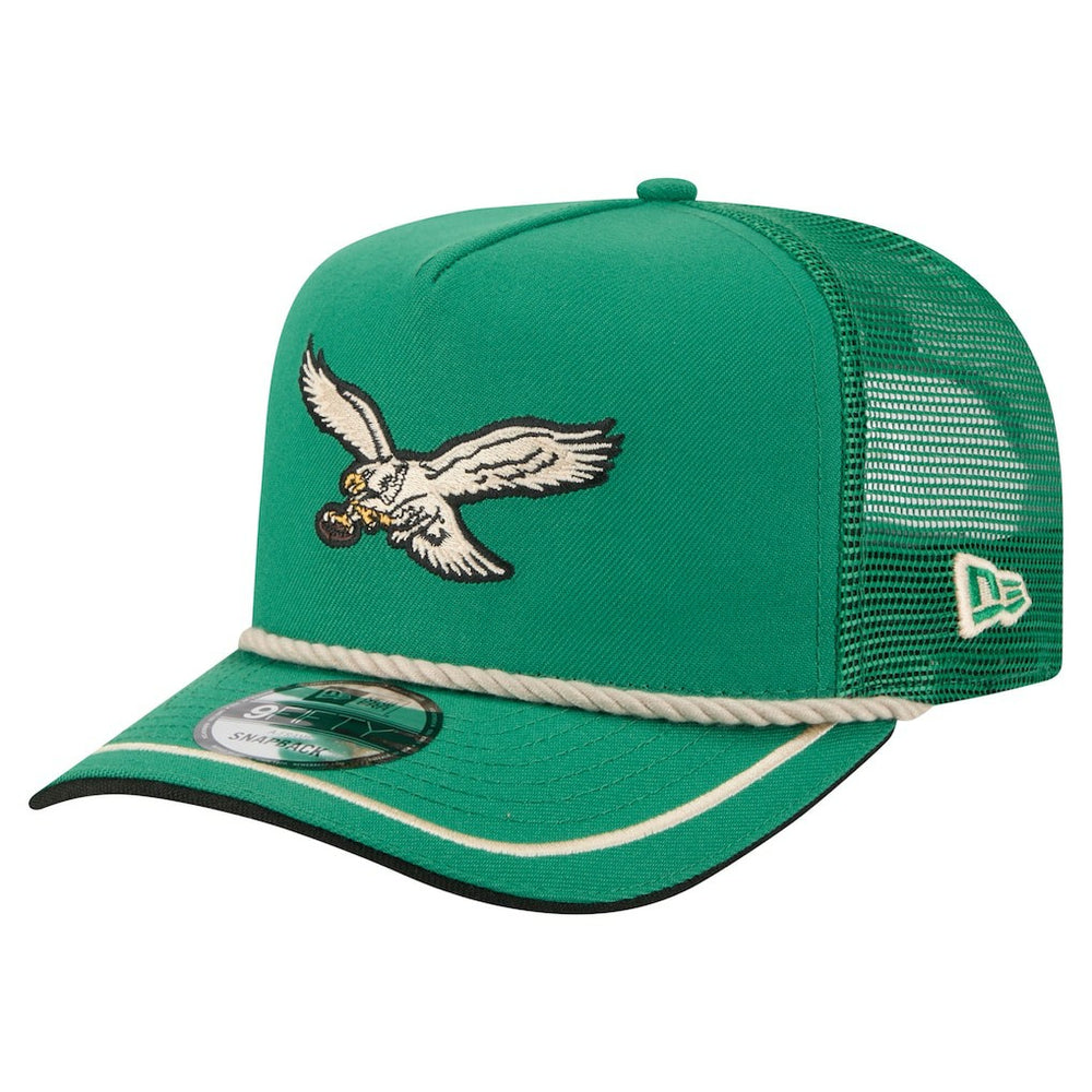 Philadelphia Eagles New Era Vintage Team Rope A-Frame Trucker 9FIFTY Snapback Hat Kelly Green - NFL