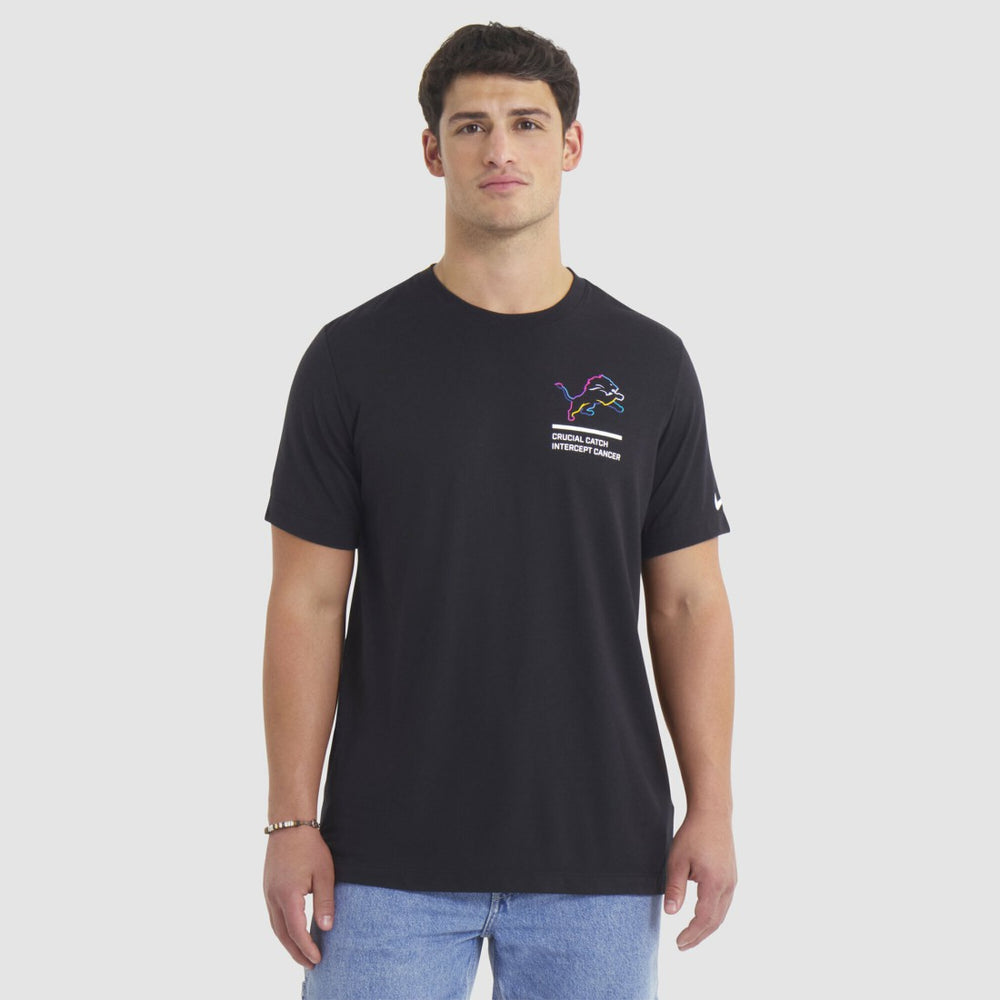 Detroit Lions Tall 2025 NFL Crucial Catch Tri-Blend Dri-FIT T-Shirt Black - Nike