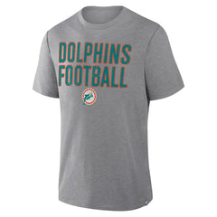 Miami Dolphins First Down Tribute Tri-Blend T-Shirt Heather Gray - Fanatics