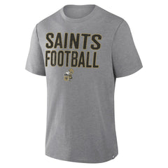 New Orleans Saints First Down Tribute Tri-Blend T-Shirt Heather Gray - Fanatics