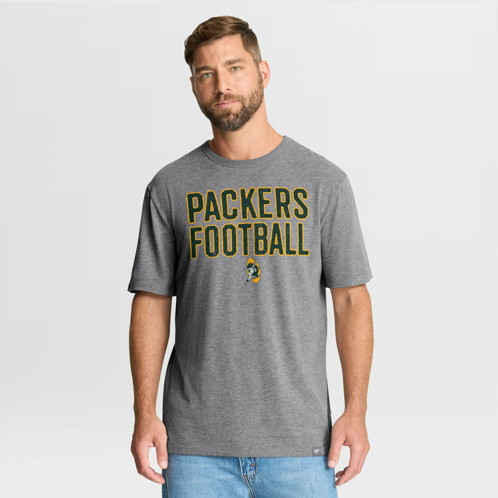 Green Bay Packers First Down Tribute Tri-Blend T-Shirt Heather Gray - Fanatics