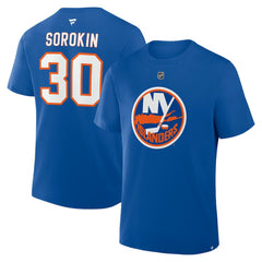 Ilya Sorokin New York Islanders - Fanatics Authentic Stack Name & Number T-Shirt Royal