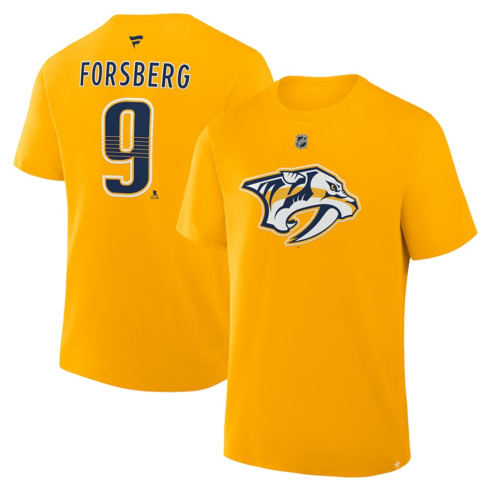 Filip Forsberg Nashville Predators - Fanatics Authentic Stack Name & Number T-Shirt Gold