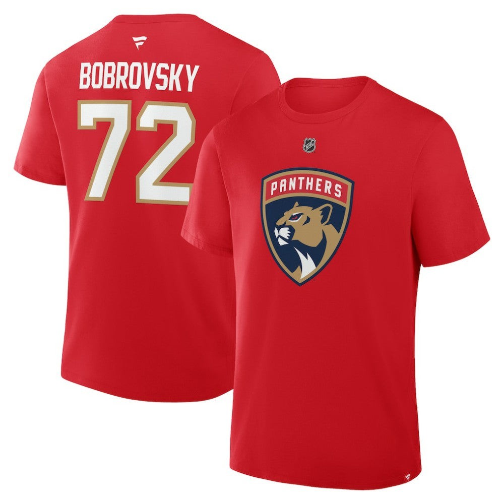 Sergei Bobrovsky Florida Panthers - Fanatics Authentic Stack Name & Number T-Shirt Red