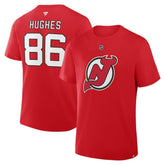 Jack Hughes New Jersey Devils - Fanatics Authentic Stack Name & Number T-Shirt Red