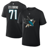 Macklin Celebrini San Jose Sharks - Fanatics Authentic Stack Name & Number T-Shirt Black