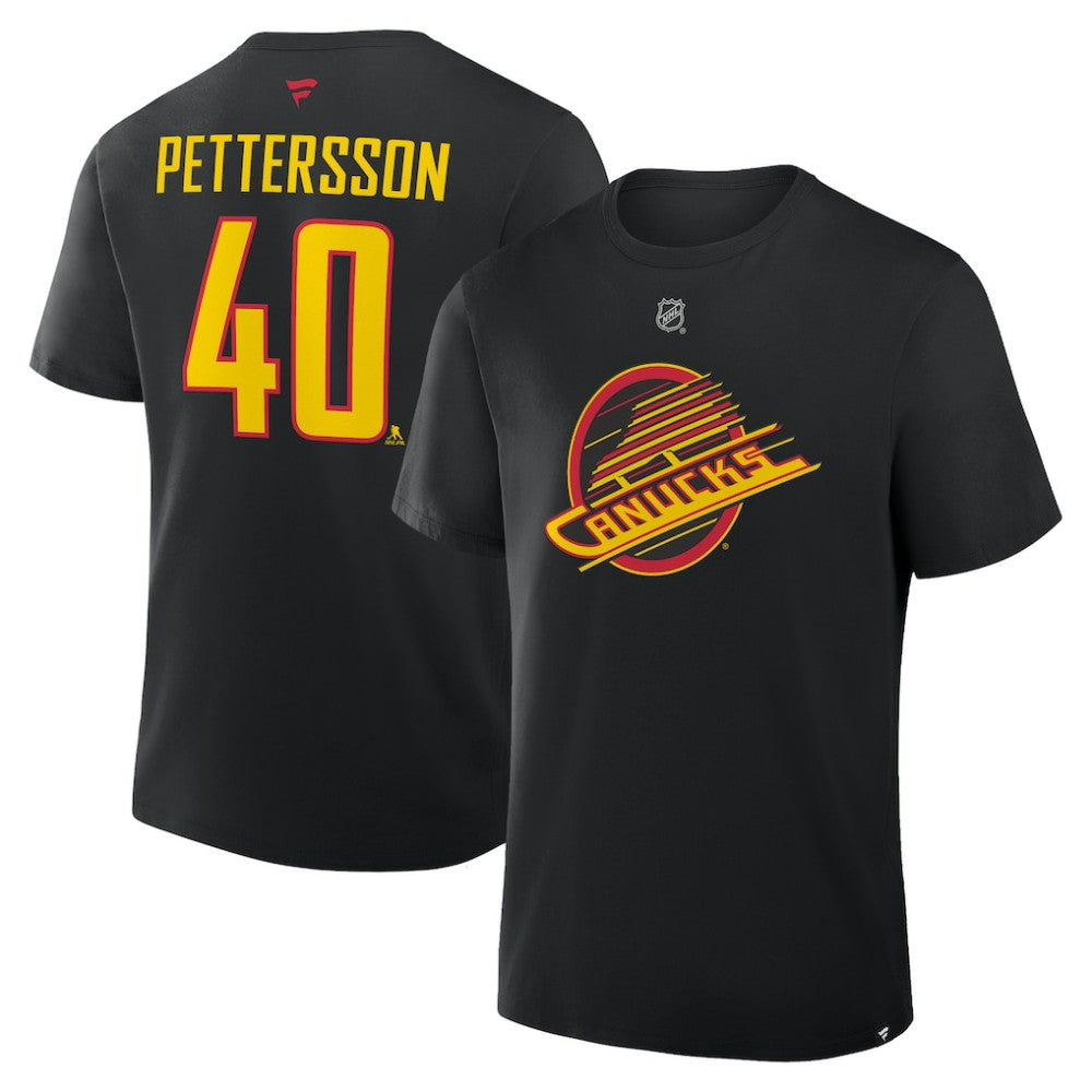 Elias Pettersson Vancouver Canucks - Fanatics Authentic Stack Name & Number T-Shirt Black