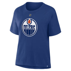 Leon Draisaitl Edmonton Oilers - Fanatics Women's Authentic Stack Name & Number T-Shirt Royal