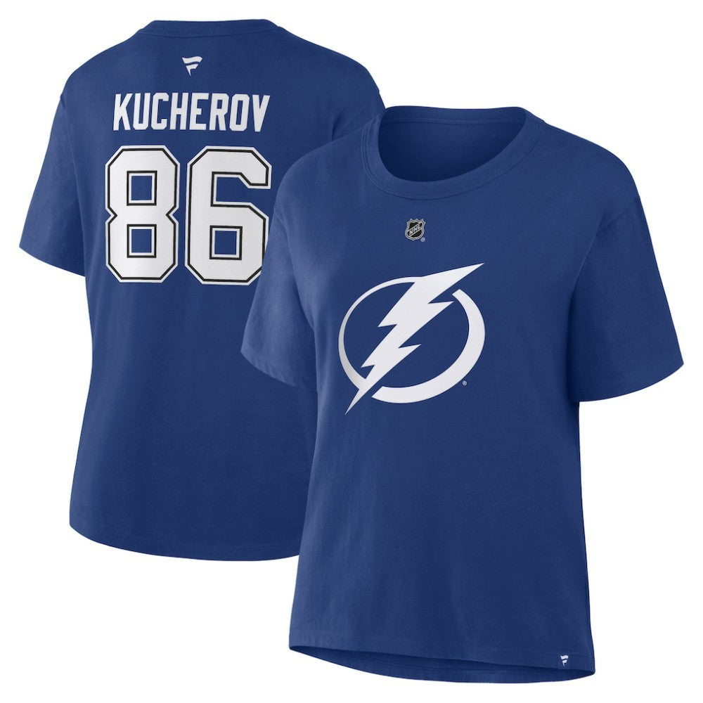 Nikita Kucherov Tampa Bay Lightning - Fanatics Women's Authentic Stack Name & Number T-Shirt Blue