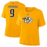 Filip Forsberg Nashville Predators - Fanatics Women's Authentic Stack Name & Number T-Shirt Gold