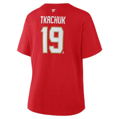 Matthew Tkachuk Florida Panthers - Fanatics Women's Authentic Stack Name & Number T-Shirt Red
