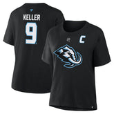 Clayton Keller Utah Mammoth - Fanatics Women's Authentic Stack Name & Number T-Shirt Black
