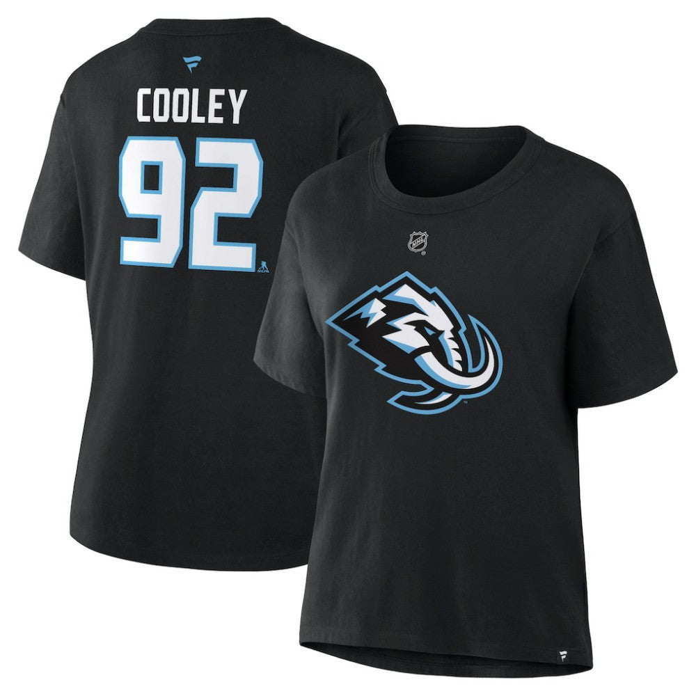 Logan Cooley Utah Mammoth - Fanatics Women's Authentic Stack Name & Number T-Shirt Black