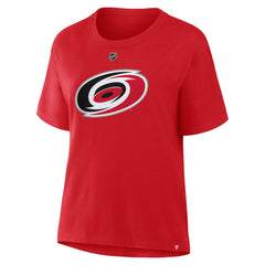 Sebastian Aho Carolina Hurricanes - Fanatics Women's Authentic Stack Name & Number T-Shirt Red