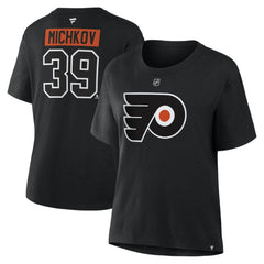 Matvei Michkov Philadelphia Flyers - Fanatics Women's Authentic Stack Name & Number T-Shirt Black