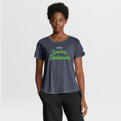 Seattle Seahawks Women's Script Tri-Blend T-Shirt College Navy - Nike